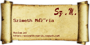Szimeth Mária névjegykártya